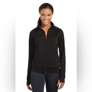 Sport-Tek Women's Track Jacket Fitness Full Zip Size Large Black Athletic